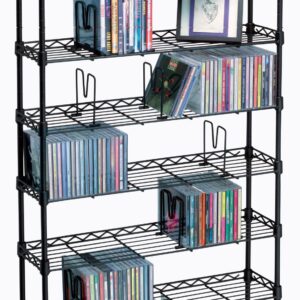 Atlantic Maxsteel 8-Tier Heavy Gauge Steel Wire Storage Shelving, in Black – PN 3020 & Maxsteel 5 Tier Shelving - Heavy Gauge Steel Wire Media Shelving for 275 CDs,152 DVDs, PN3010 in Black