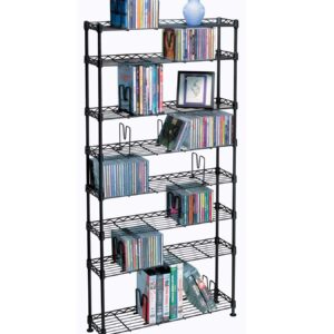 Atlantic Maxsteel 8-Tier Heavy Gauge Steel Wire Storage Shelving, in Black – PN 3020 & Maxsteel 5 Tier Shelving - Heavy Gauge Steel Wire Media Shelving for 275 CDs,152 DVDs, PN3010 in Black