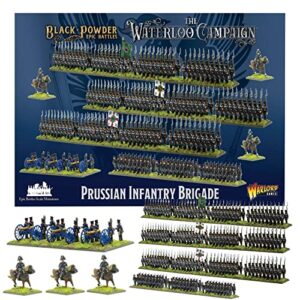 wargames delivered black powder war epic battles waterloo prussian infantry brigade, revolutionary war tabletop toy soldiers for miniature wargaming, and model war by warlord games
