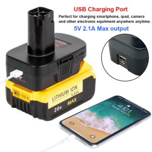 Battery Adapter for Craftsman C3 19.2 Volt Lithium Cordless Tool, Convert for DeWalt 20V &for Milwaukee 18V M18 Lithium Battery to Craftsman 19.2V Ni-MH Lithium Battery Converter, w/ USB Charge Port