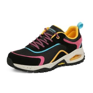 skechers women's uno trail-brighter hiker sneaker, bkmt, 5.5