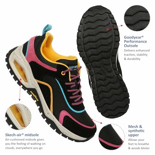 Skechers Women's UNO Trail-Brighter Hiker Sneaker, BKMT, 5.5