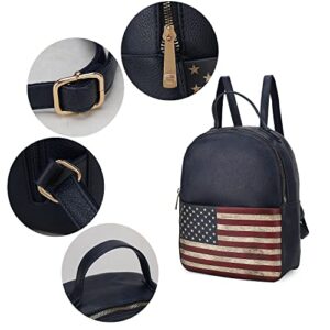 MKF Collection American Flag Backpack for Women, Vegan Leather Patriotic Bookbag Top-Handle American Pride Travel Daypack