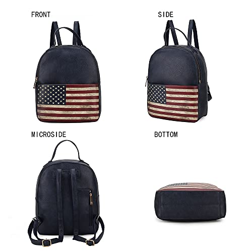 MKF Collection American Flag Backpack for Women, Vegan Leather Patriotic Bookbag Top-Handle American Pride Travel Daypack