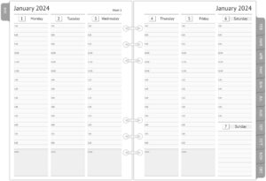 2024 planner refills - weekly and monthly appointment book inserts, tabbed, 6 holes, a5 size