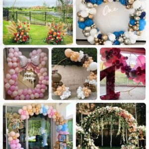 YALLOVE Round Backdrop Stand, 6ft Circle Balloon Arch Frame, Large Size Gold Wedding Arch for Quick Party Decoration