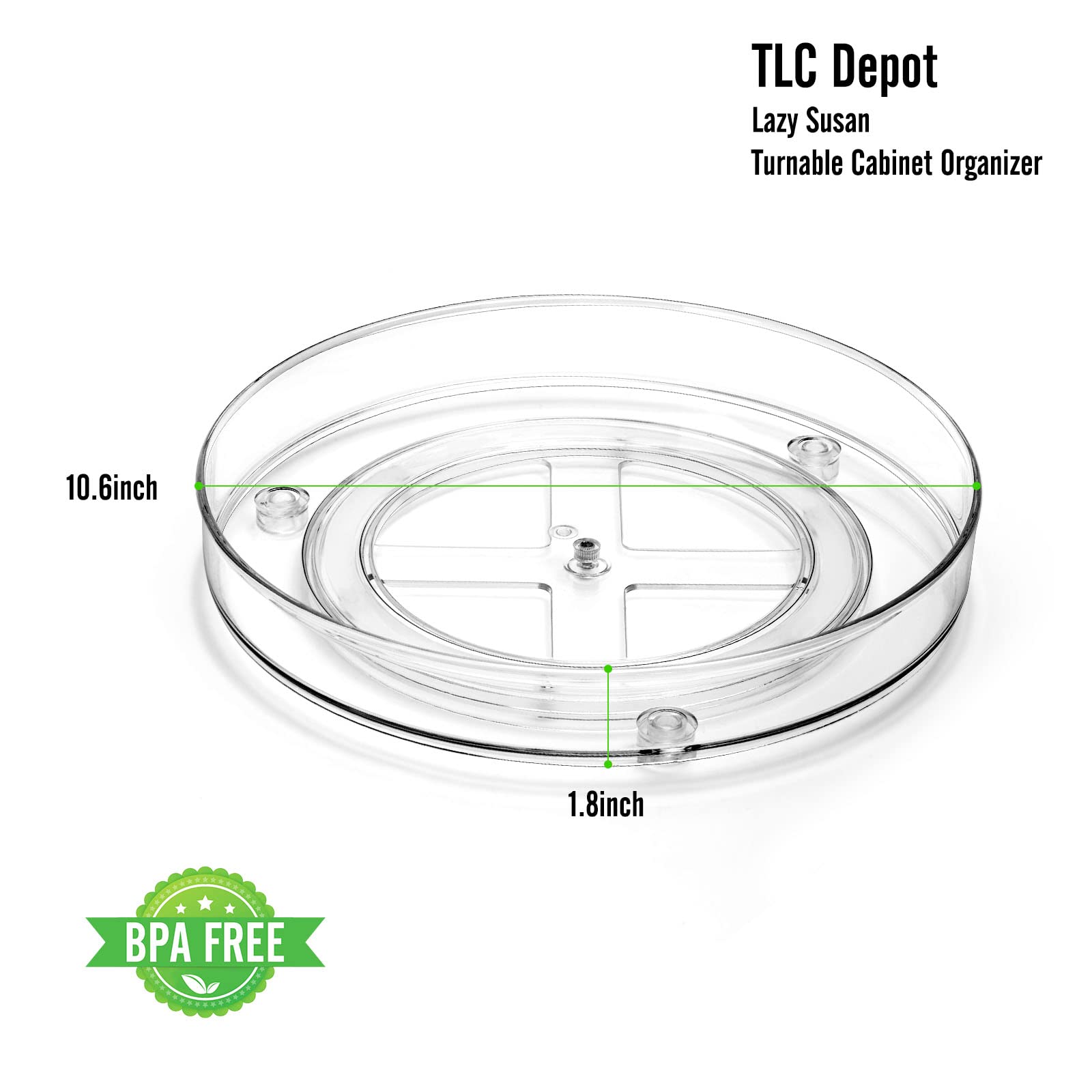 1PACK - 10" Clear Lazy Susan Organizer for Cabinet – Quality-Crafted, Durable Turntable Organizer, Bathroom & Cabinet Organizer for Pantry Organization and Storage – Kitchen Organization by TLC Depot