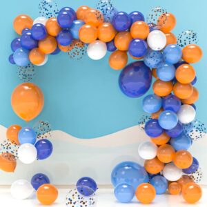 labeol 127pcs blue and orange balloons garland kit balloon arch coffetti balloons 18/12/10/5 inch balloons for boys girls birthday party decoration supplies baby shower