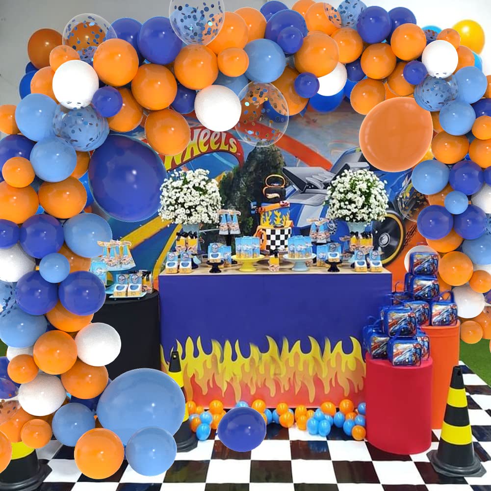 Labeol 127pcs Blue and Orange Balloons Garland Kit Balloon Arch Coffetti Balloons 18/12/10/5 Inch Balloons for Boys Girls Birthday Party Decoration Supplies Baby Shower