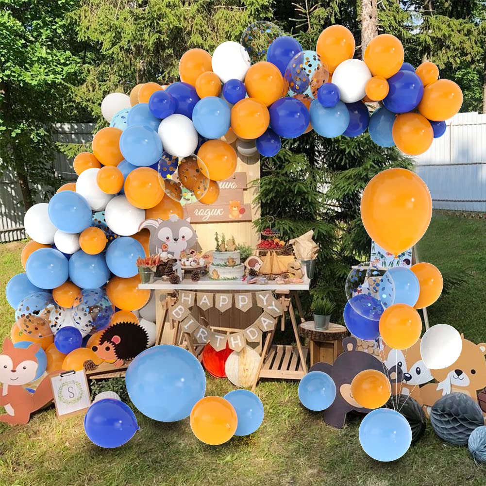 Labeol 127pcs Blue and Orange Balloons Garland Kit Balloon Arch Coffetti Balloons 18/12/10/5 Inch Balloons for Boys Girls Birthday Party Decoration Supplies Baby Shower