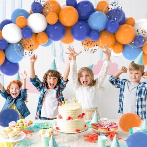 Labeol 127pcs Blue and Orange Balloons Garland Kit Balloon Arch Coffetti Balloons 18/12/10/5 Inch Balloons for Boys Girls Birthday Party Decoration Supplies Baby Shower