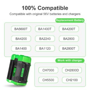 YongerTool 56V 5.0Ah 5000mAh Lithium Ion Battery Replacement for EGO BA2800T BA2242T BA1400T BA4200T with Fuel Gauge