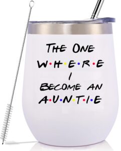 geanhil baby reveal gifts for aunt sister best friends-new aunt to be-pregnancy announcement gift-friends tv show-12oz tumbler coffee mug cup-the one where i become an auntie