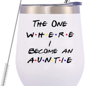 GEANHIL Baby Reveal Gifts for Aunt Sister Best Friends-New Aunt To Be-Pregnancy Announcement Gift-Friends TV Show-12oz Tumbler Coffee Mug Cup-THE ONE WHERE I BECOME AN AUNTIE