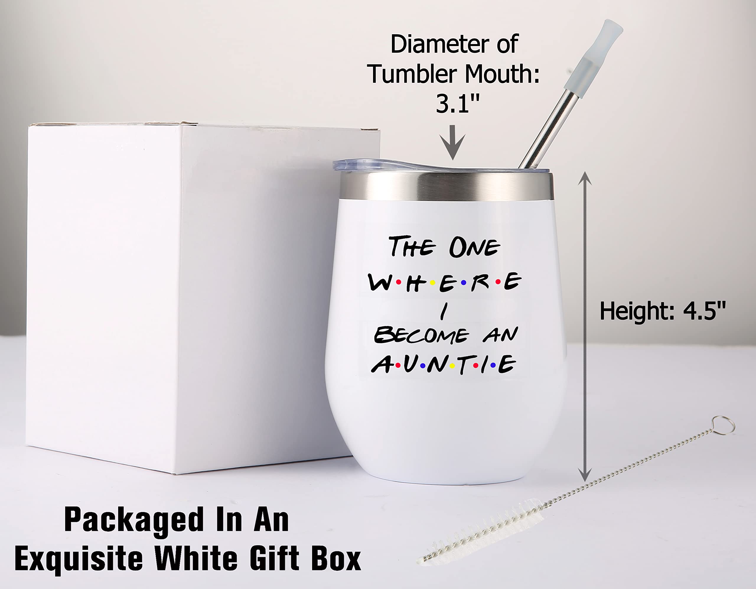 GEANHIL Baby Reveal Gifts for Aunt Sister Best Friends-New Aunt To Be-Pregnancy Announcement Gift-Friends TV Show-12oz Tumbler Coffee Mug Cup-THE ONE WHERE I BECOME AN AUNTIE