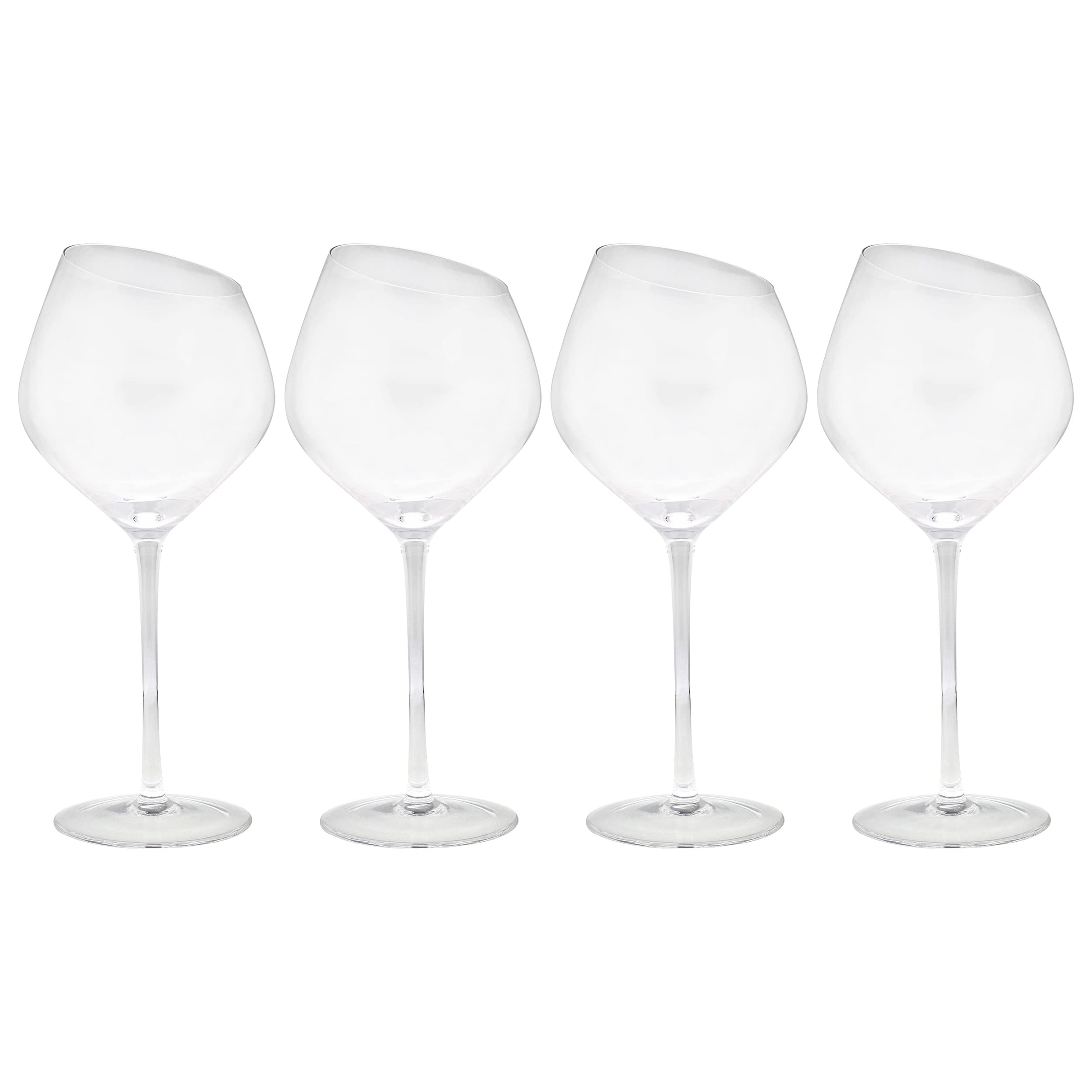 G Francis Large 'Red Wine' Glasses Set of 4-20oz Slant Rim Wine Glass with Long Stems Drinking Crystal Wine Glasses