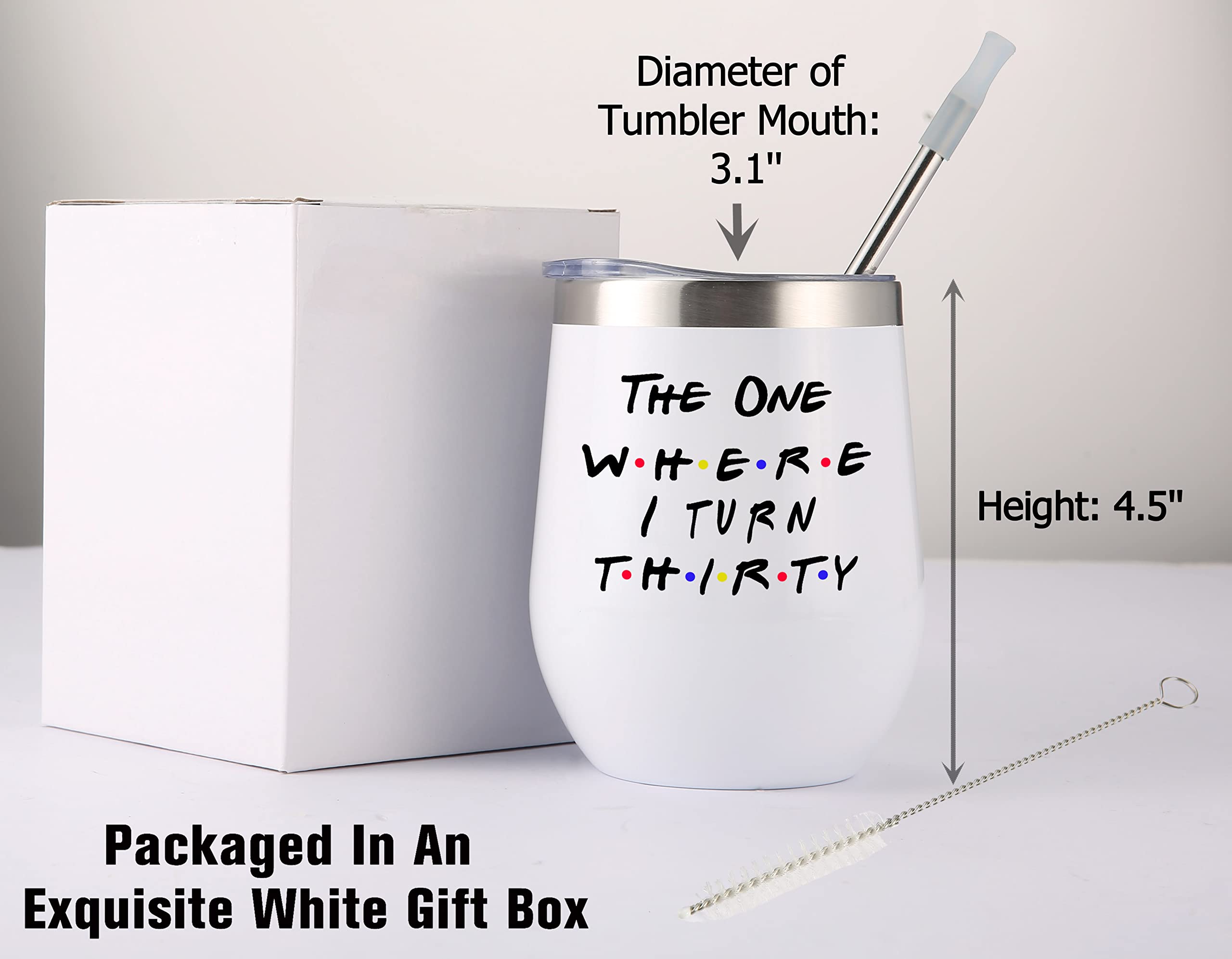 GEANHIL 30th Birthday Gifts for Sister,Best Friends,Women,Boss,Girlfriend,Wife,Daughter,Co-worker,Nurse-Turning Thirty-Friends TV Show-12oz Tumbler Coffee Mug Cup-THE ONE WHERE I TURN THIRTY