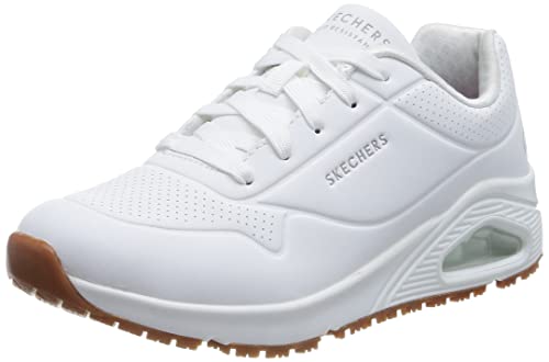 Skechers Women's Sports Shoes Sneaker, White Synthetic, 8.5 US