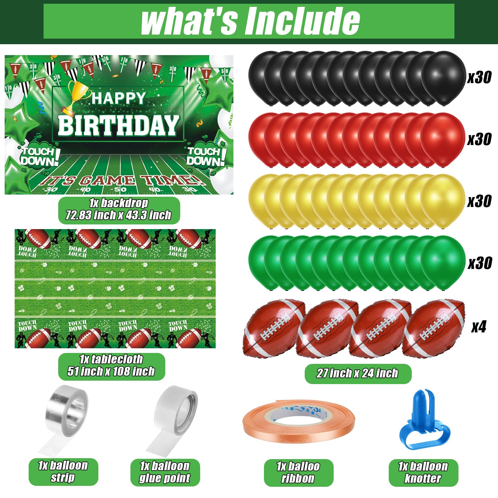 130 Pcs Football Party Decorations Football Birthday Party Decorations Include Football Tablecloth Foil Balloons and Football Banner Sports Themed Party Supplies Football Party for Boys Birthday