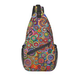 amrandom unisex chest crossbody anti-theft sling bag chest casual sling bag multipurpose psychedelic trippy art candle crossbody sling backpack daypack