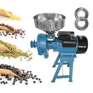 eachbid 2 in 1 electric grain mills, 3000w wet & dry cereals grinder machine w/funnel, adjustable 110v grain grinder commercial corn wheat grinder feed mill flour cereals coffee rice mill grinder