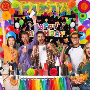 Cinco De Mayo Decorations Mexican Party Birthday Supplies for Boys Girls Adult- Happy Birthday Backdrop Fiesta Balloons for Fiesta Party Decorations