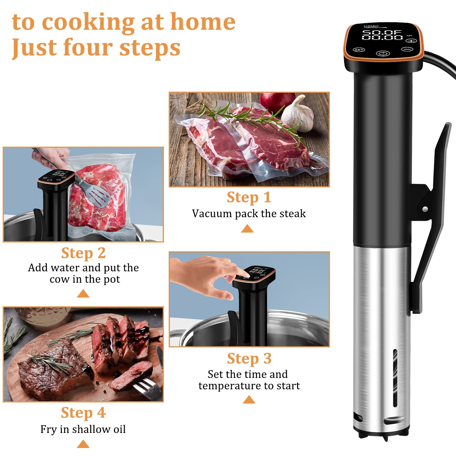 Sixfivsevn Sous Vide Cooker, Sous Vide Machine 1100 W, Immersion Circulator Precisional Cooker with Touch Control, Accurate Temperature, Ultra-quiet, IPX7 Waterproof, Fast Heating and Time Control