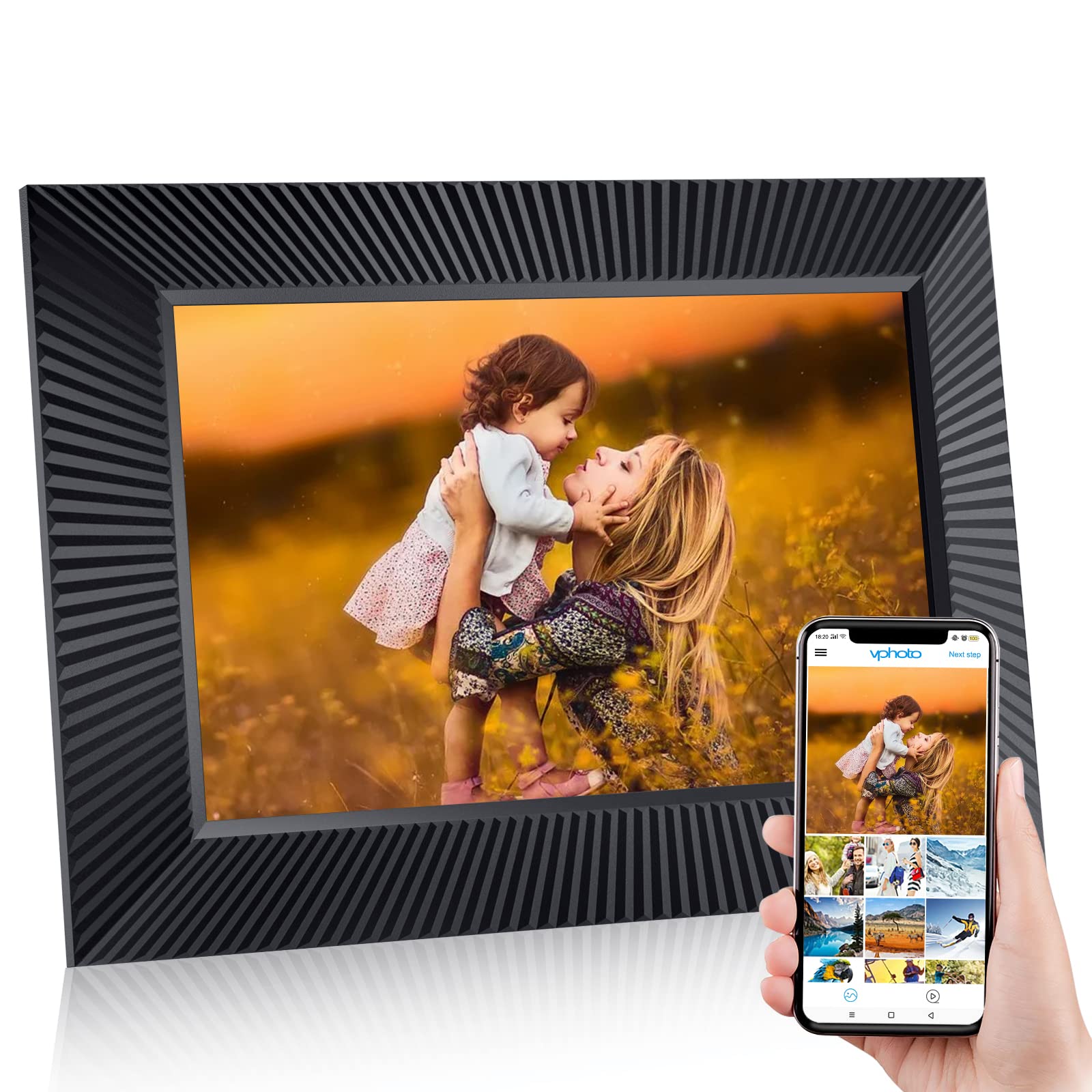 Digital Picture Frame Blviit 10.1 inch HD Touch Screen electronic Digital WiFi Photo Frames 2.4GHz Photos Frame with 16GB Storage to Share Photo via APP TF Card Email Gift Cloud for Friends and Family