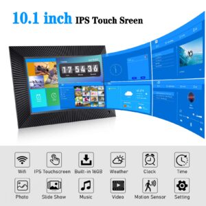 Digital Picture Frame Blviit 10.1 inch HD Touch Screen electronic Digital WiFi Photo Frames 2.4GHz Photos Frame with 16GB Storage to Share Photo via APP TF Card Email Gift Cloud for Friends and Family