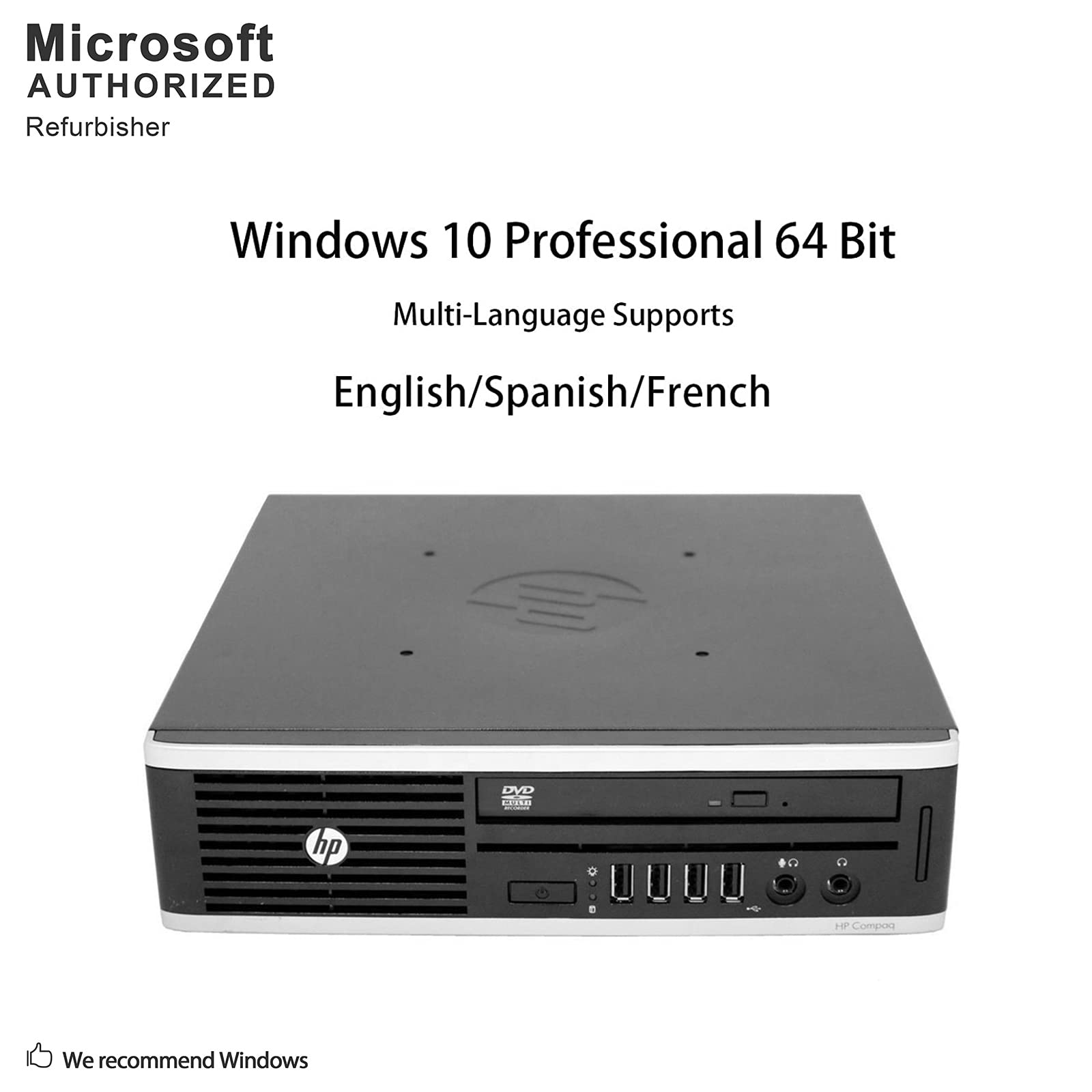 HP Desktop PC Computer USFF Elite 8200, Intel Quad Core i5-2400S up to 3.3GHz, 4G DDR3, 500G, WiFi, BT, VGA, DP, Windows 10 Pro 64 Bit-Multi-Language Supports English/Spanish/French(Renewed)