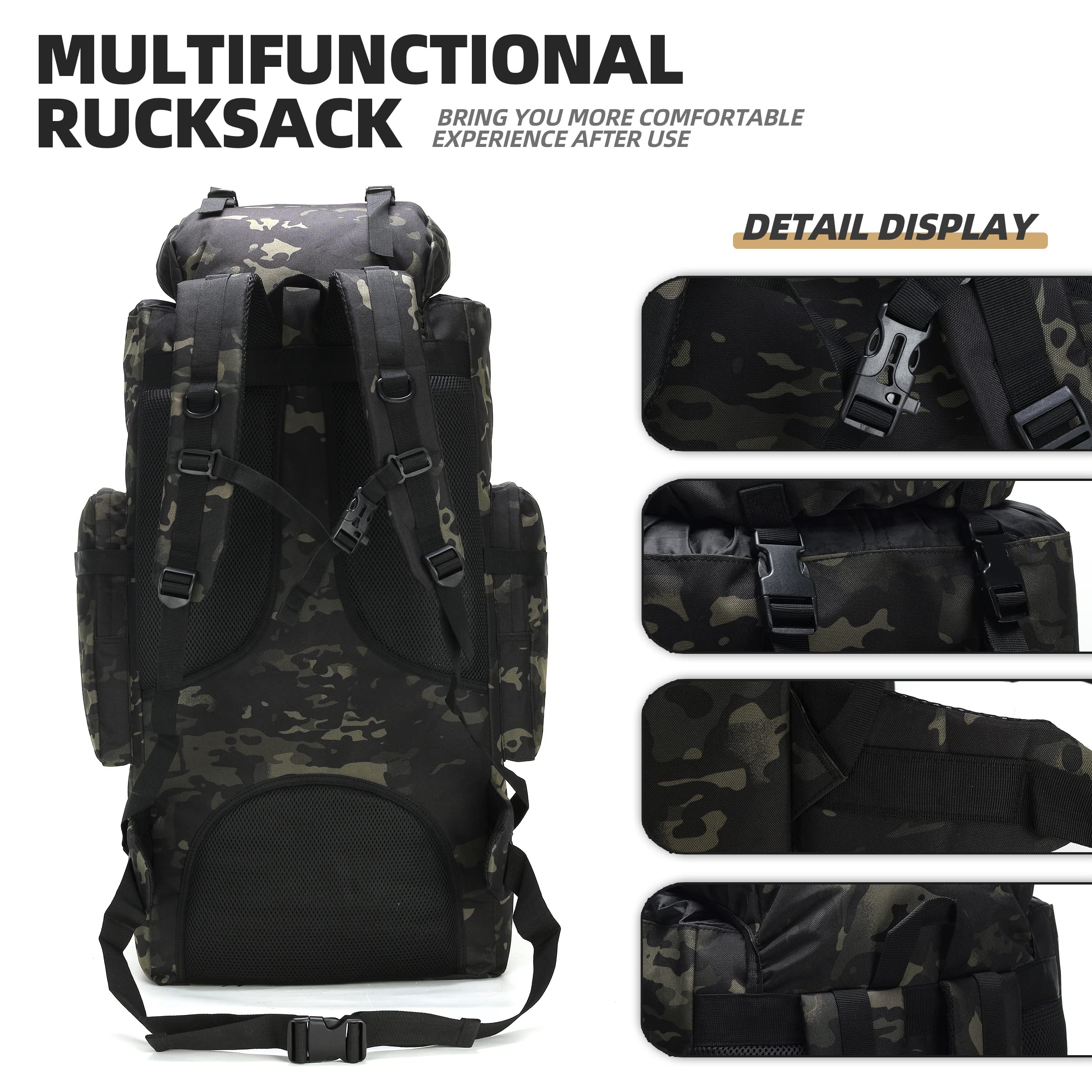 King'sGuard 100L Camping Hiking Backpack Molle Rucksack Military Camping Backpacking Daypack