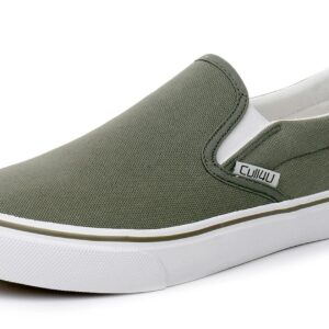 Cull4U Women's Classic Slip On Trainer Shoes (8 M US,Olive)