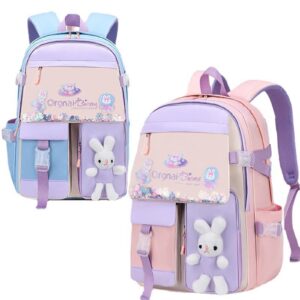 lvswebe girls cute bunny backpack kawaii school bags waterproof laptop backpack pink medium