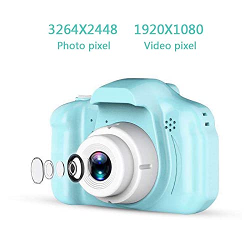 eDealz Full 1080P Kids Selfie HD Compact Digital Photo and Video Rechargeable Camera with 32GB TF Card & 2" LCD Screen and Micro USB Charging Drop Proof Blue (Blue)