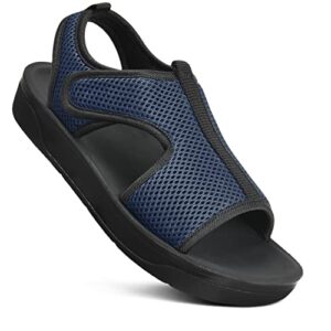 aerothotic hiking darin women’s summer comfort back strap sandals (darin navy, size 6)
