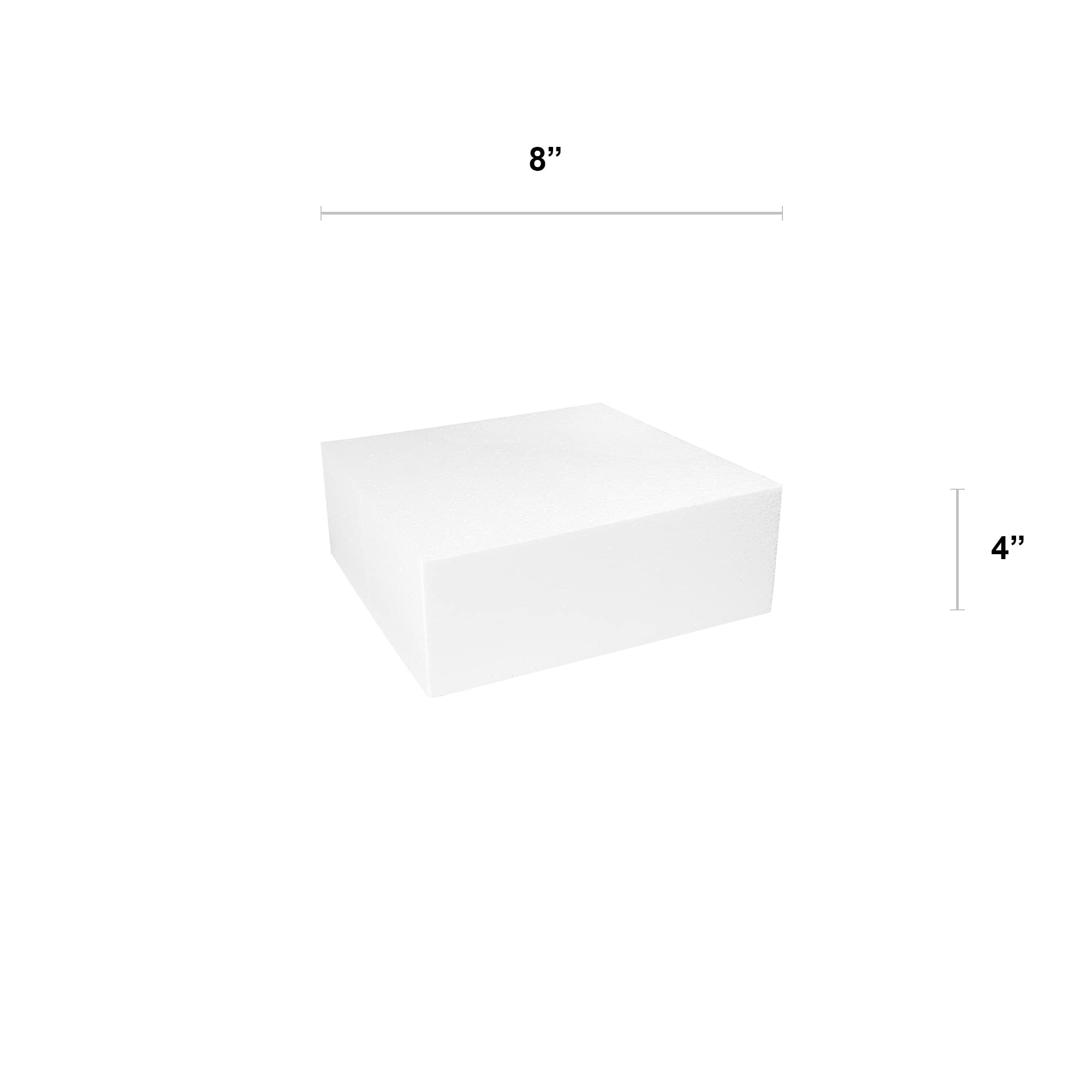 O'Creme Polystyrene Dummy Cake Decorating Display for Baked Goods Bakery Supplies Square Shape (4”H x 8”)