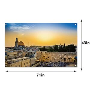 Jerusalem Western Wall Backdrop for Jewish New Year Rosh Hashanah Shana Tova Sukkot Sukkah Yom Kippur Purim Passover Hanukkah Decorations and Supplies