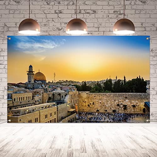 Jerusalem Western Wall Backdrop for Jewish New Year Rosh Hashanah Shana Tova Sukkot Sukkah Yom Kippur Purim Passover Hanukkah Decorations and Supplies