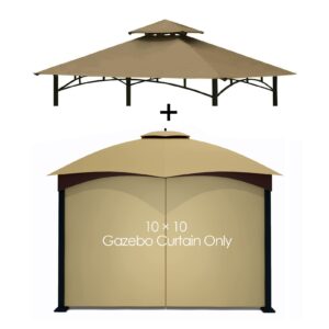 tanxianzhe gazebo replacement privacy curtain 10' x 10'+tanxianzhe 5ft x 8ft grill gazebo shelter replacement canopy cover double tiered bbq roof top
