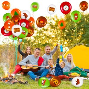 45 Pcs Camper Balloons, Colorful Camping Party Balloons Decorations, Camping Adventure Party Supplies with Green and Brown Ribbon Latex Balloon Kits for Boy Girl Hiking Camper, 12 Inch