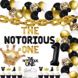 the notorious one birthday decorations kit the notorious one cake topper gold chain balloon for hip hop first birthday the big one 1st birthday party decorations