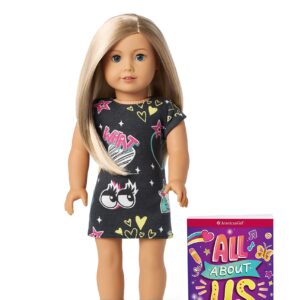 American Girl Truly Me 18-inch Doll #100 with Blue Eyes, Blonde Hair, Lt-to-Med Skin, Printed T-shirt Dress, For Ages 6+