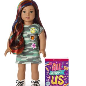 American Girl Truly Me 18-inch Doll #120 with Hazel Eyes, Dark-Brown Hair w/Highlights, Tan Skin, T-shirt Dress, For Ages 6+