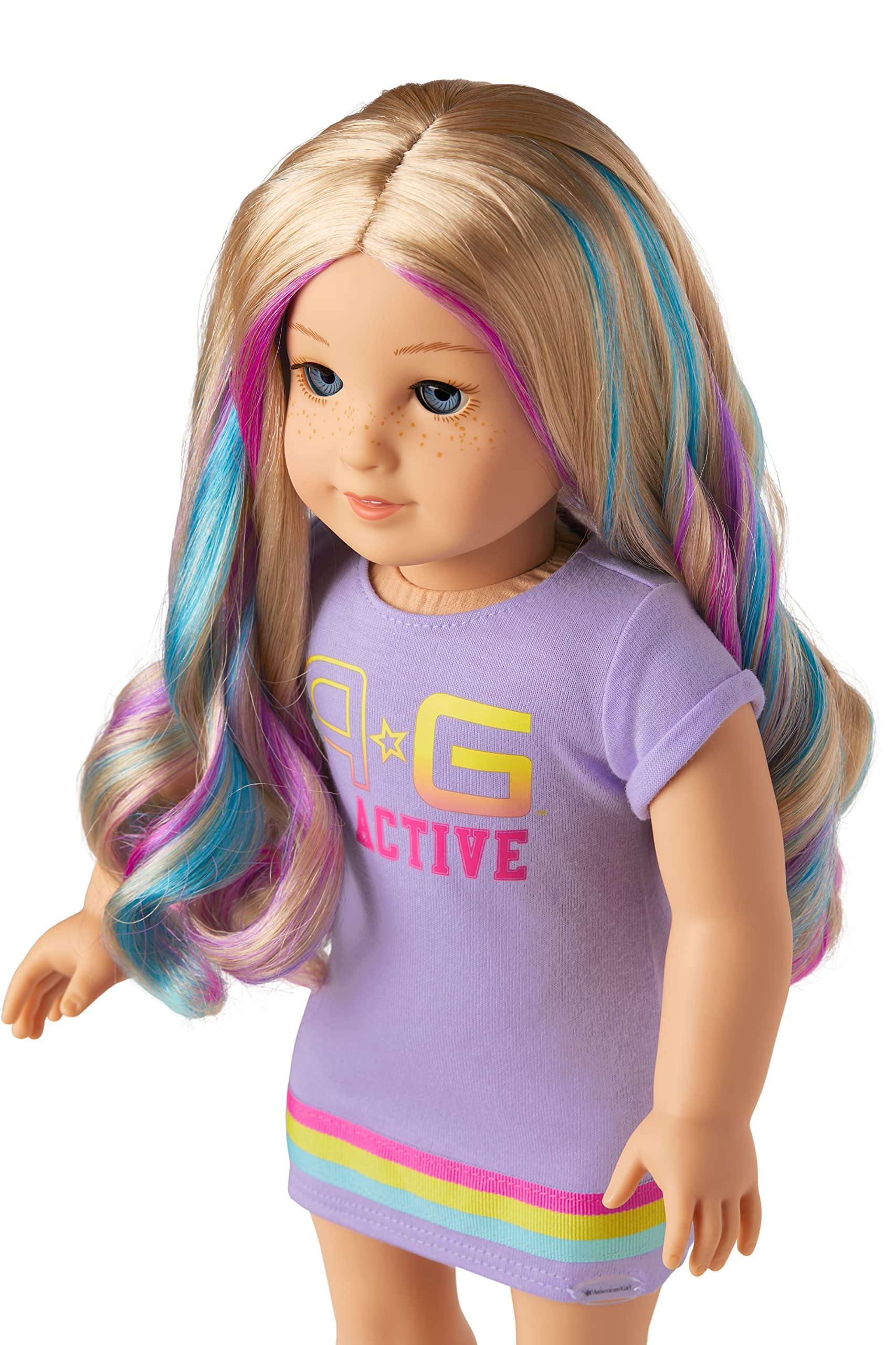 American Girl Truly Me 18-inch Doll #110 with Blue Eyes, Blonde Hair w/Highlights, Light Skin, T-shirt Dress, For Ages 6+