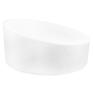 o'creme polystyrene dummy cake decorating display for baked goods bakery supplies round wacky, whimsical, topsy turvy shape - white (5" sloped to 3" high x 10”)