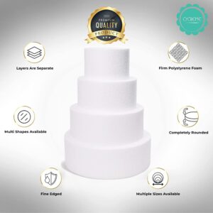 O'Creme Polystyrene Dummy Cake Decorating Display for Baked Goods Bakery Supplies Round Wacky, Whimsical, Topsy Turvy Shape - White (5" sloped to 3" High x 10”)