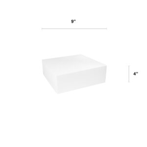 O'Creme Polystyrene Dummy Cake Decorating Display for Baked Goods Bakery Supplies Square Shape (4”H x 9”)