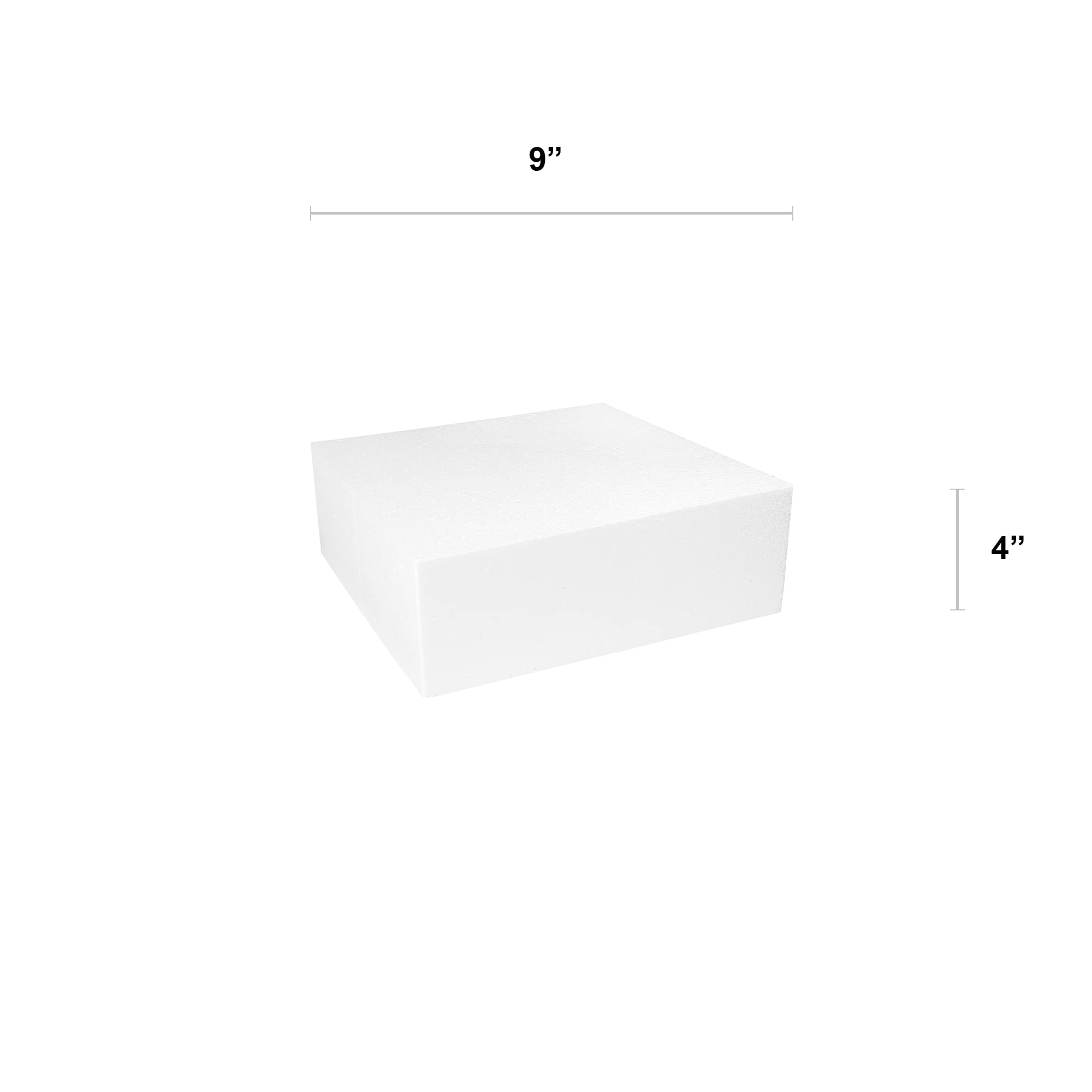 O'Creme Polystyrene Dummy Cake Decorating Display for Baked Goods Bakery Supplies Square Shape (4”H x 9”)