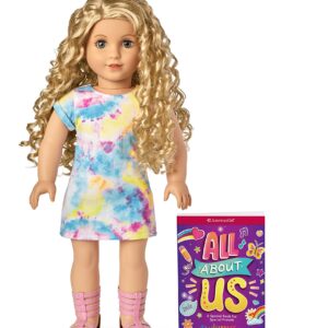 American Girl Truly Me 18-inch Doll #115 with Gray Eyes, Curly Blonde Hair, Light Skin, Tie Dye T-shirt Dress, For Ages 6+