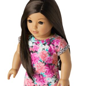 American Girl Truly Me 18-inch Doll #124 with Brown Eyes, Black-Brown Hair, Lt-to-Med Skin, T-shirt Dress, For Ages 6+, Floral